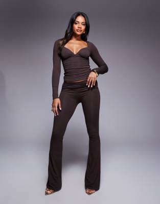 Kalei flared pants in chocolate brown - part of a set