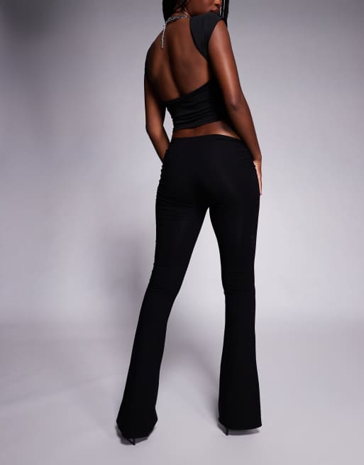 Oh Polly Kalei modal asymmetric waist pants in black, 3 of 5