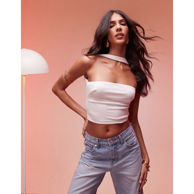 Oh Polly Khai choker-detail bandeau top in white | ASOS