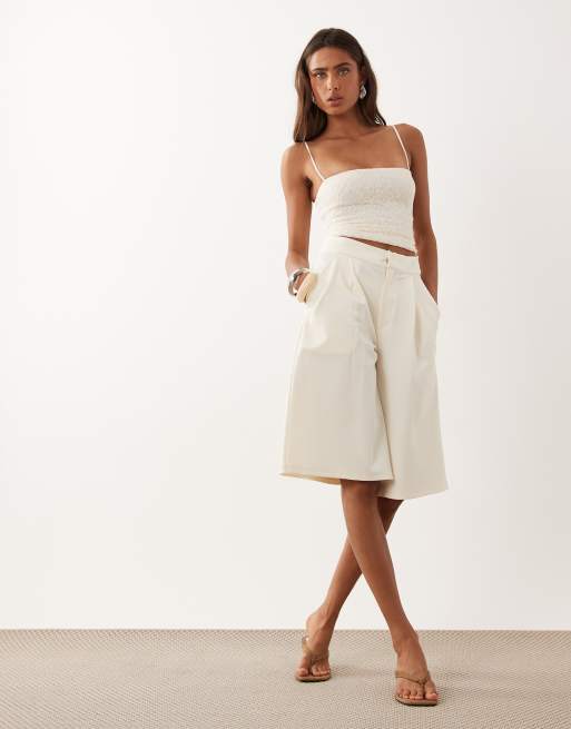 Oh Polly lace removable straps bandeau crop top in ivory, 2 of 4