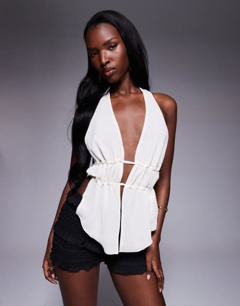 Oh Polly Larisa split front top in ivory