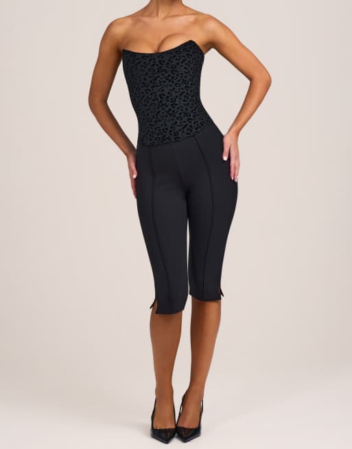Oh Polly leggings capri in ponte a vita media nere, 4 di 4