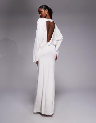 Oh Polly Long Sleeve Backless Maxi Dress In Multi