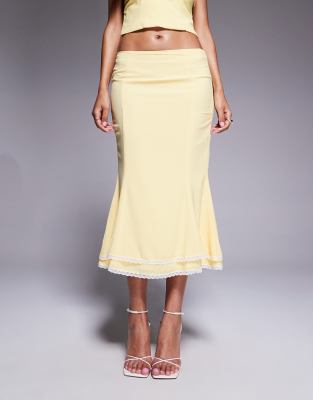 Oh Polly Lupita Lace Trim Tiered Midi Skirt