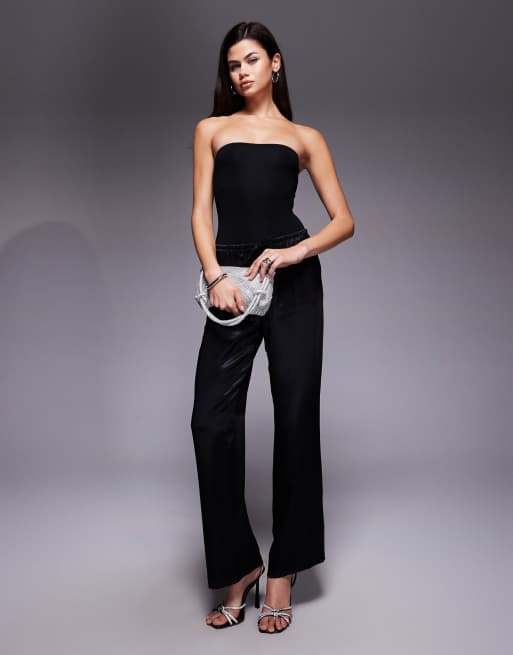 Oh Polly modal bandeau bodysuit in black, 2 of 4