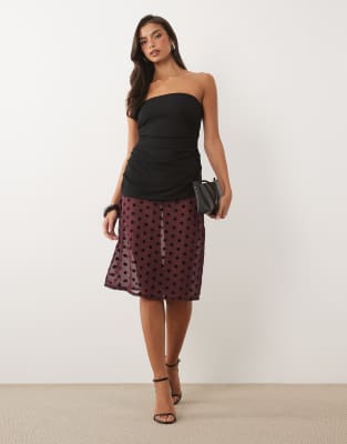 Oh Polly Modal Bandeau Long Line Split Hem Top In Black