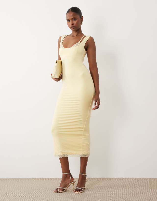 yellow midi dress bodycon Modal Lace-Trim Midaxi in Butter - XXL Do Not Bleach heart_sale_2_4 Blue dress only - Color:Dusty Turquoise