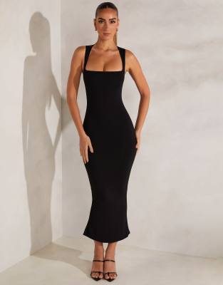 Oh Polly Modal Square Neck Maxi Dress In Multi