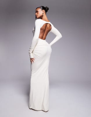 Oh Polly Open Back Maxi Dress In White
