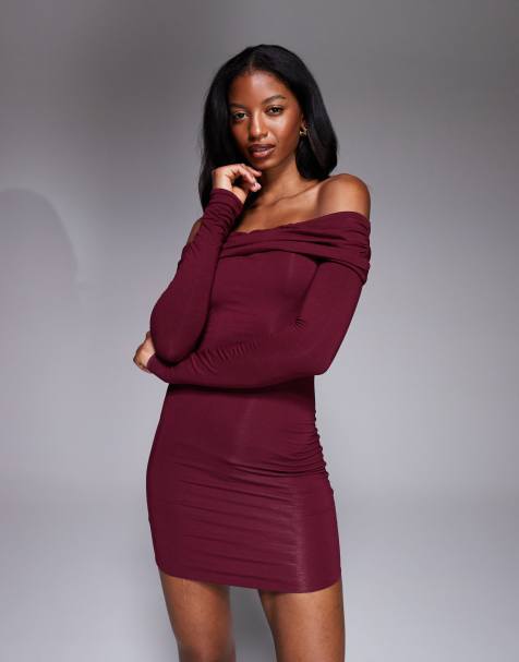 Oh Polly Oriana off the shoulder mini dress in red - view 1