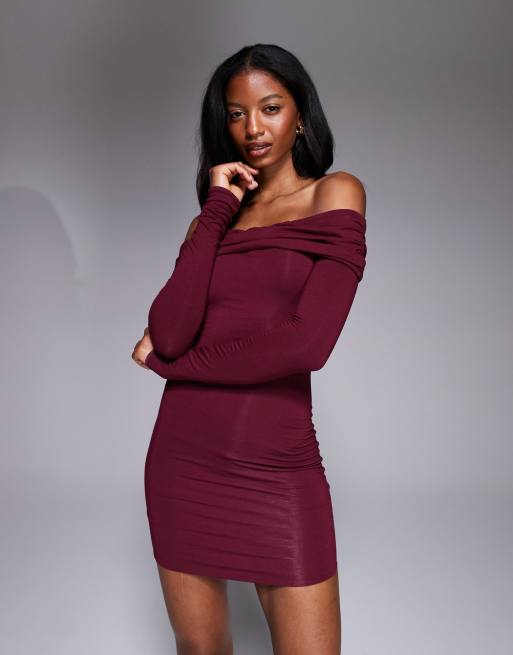 Oh Polly Oriana off the shoulder mini dress in red