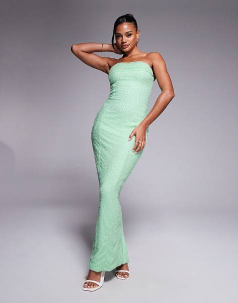 Oh Polly Palermo embellished corset midaxi dress in mint green