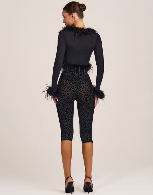 Oh Polly pantalon capri taille haute en modal, ensemble, noir imprimé léopard, 4 de 4