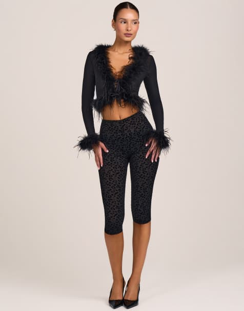 Oh Polly pantalones capri de modal en conjunto de leopardo negro - view 1