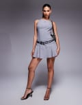 [Oh Polly] Oh Polly pleated backless mini dress in grey 10 Grey