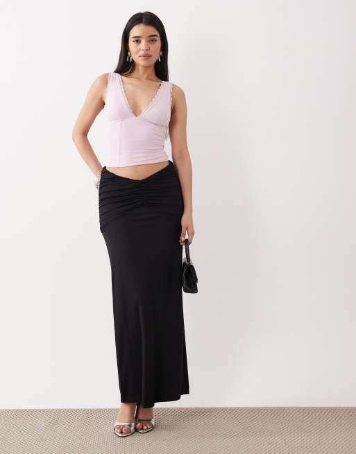 Oh Polly plunge neck jersey corset top in soft pink, 2 of 4