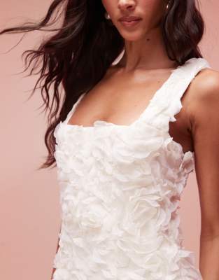Oh Polly Posy Floral-applique Corset Mini Dress In White