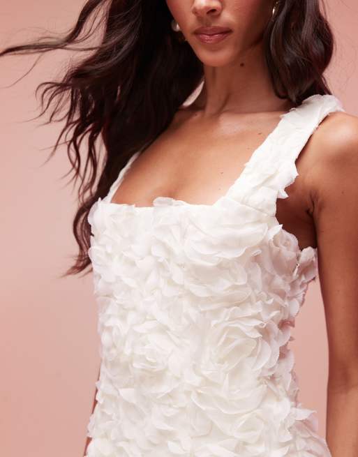 Oh Polly Posy floral-applique corset mini dress in white