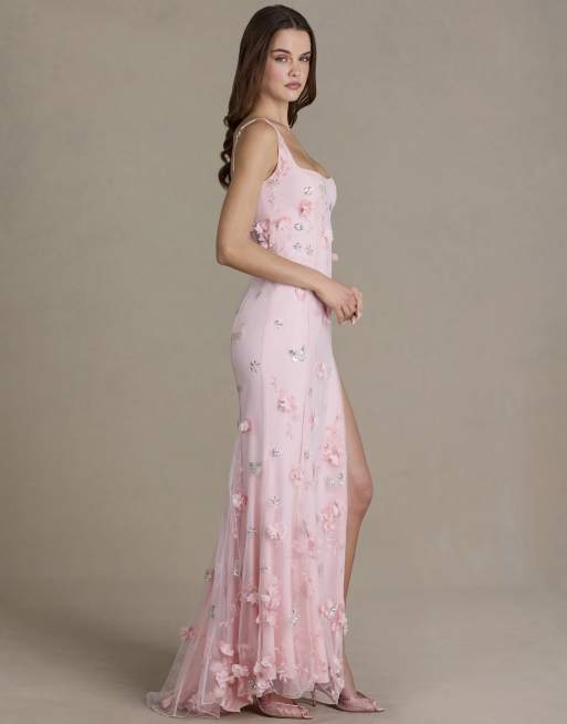 Oh Polly premium embellished corset gown in baby pink, 2 of 4
