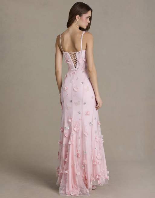 Oh Polly premium embellished corset gown in baby pink, 4 of 4
