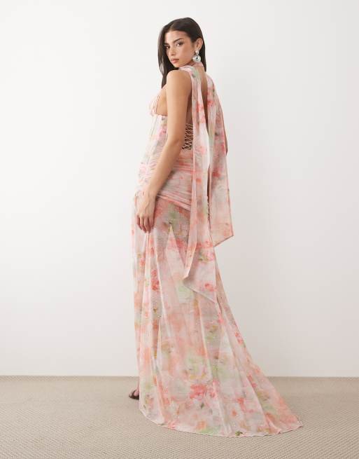 pink floral glam scarf maxi dress Floral Glam Scarf Mini Dress ~ Pink  Chic Streets