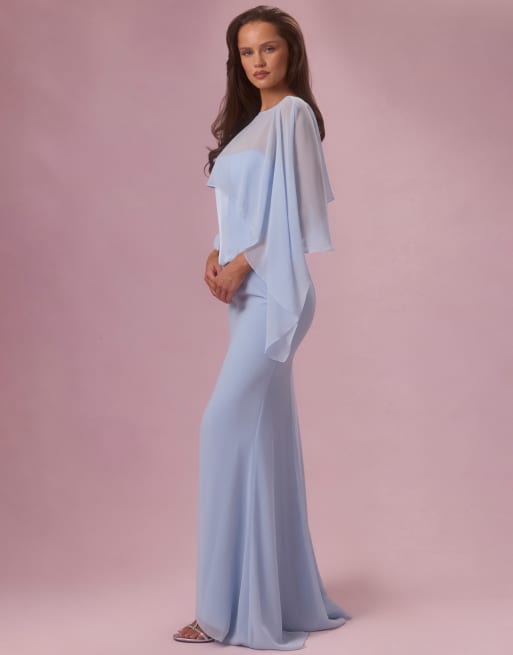 Oh Polly - Pudderblå kappe i chiffon med asymmetrisk snit - Del af sæt, 3 af 4