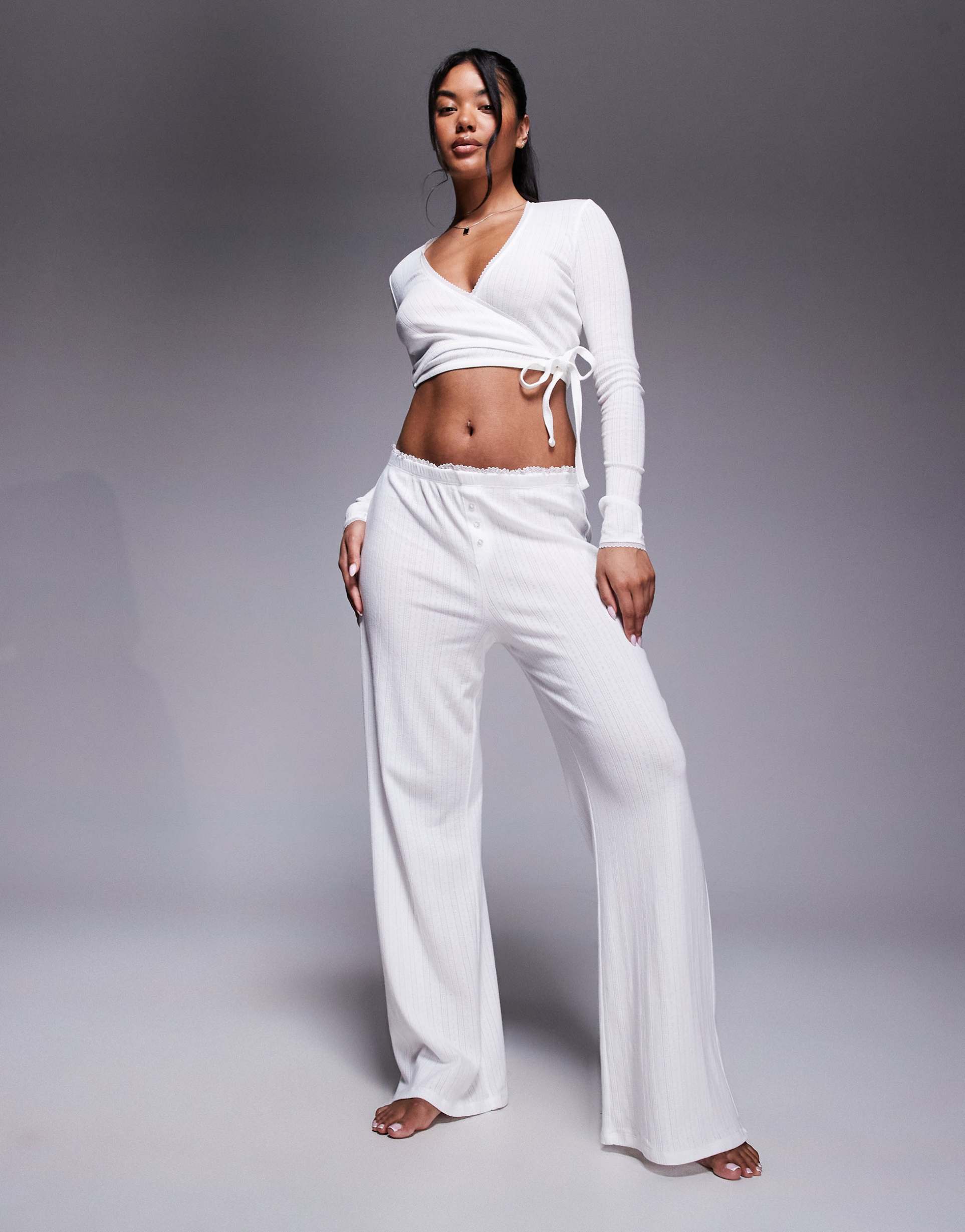 oh polly relaxed lounge pants in white - part of a set
