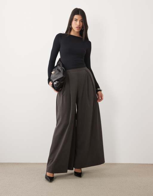 Oh Polly ribbed modal boat neck ruched top in black, 3 of 4