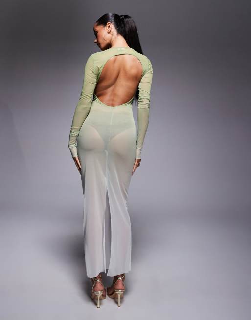 Oh Polly - Robe longue de plage en tulle - Vert olive, 3 de 4