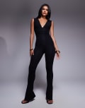 [Oh Polly] Oh Polly Romana plunge jumpsuit in black 10 Black