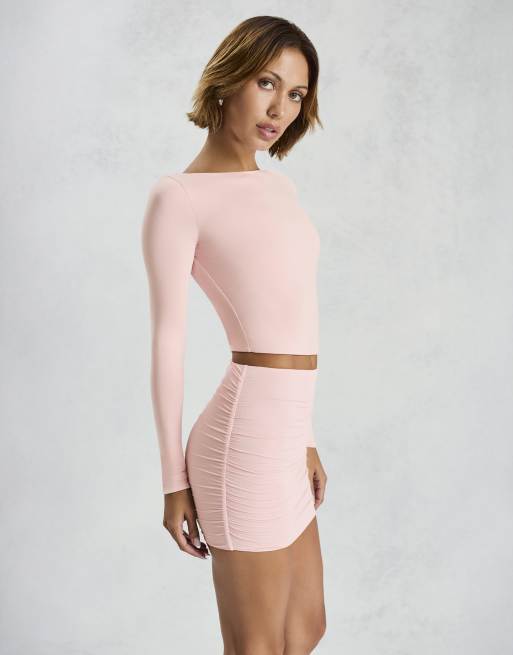 Oh Polly ruched mini skirt in pink - part of a set, 2 of 4