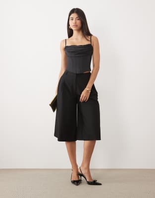 Oh Polly Satin Corset Top In Black