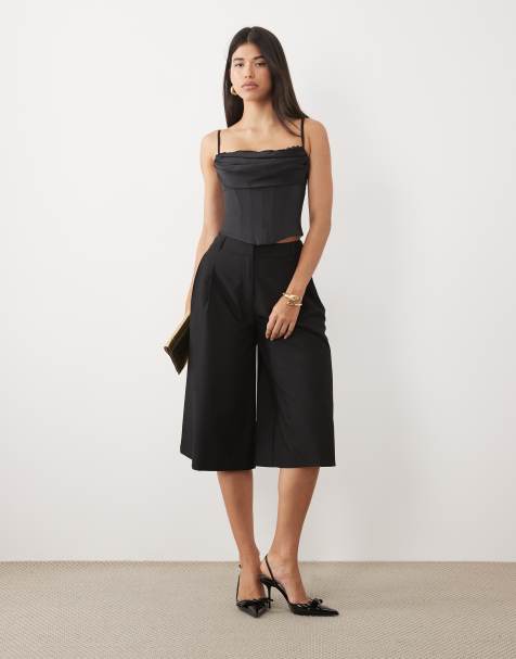 Oh Polly satin corset top in black - view 1