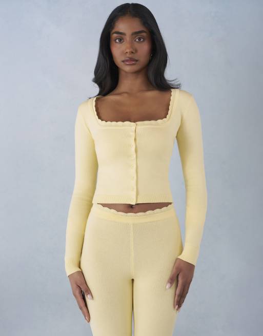Oh Polly long cardigan and pants set in butter yellow, 2 of 3