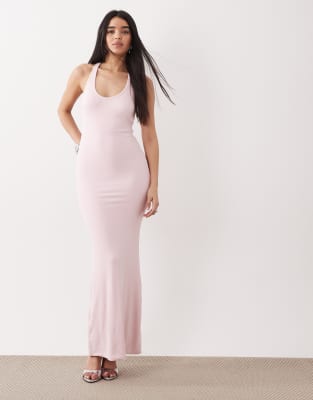 Oh Polly Scoop Neck Jersey Maxi Dress In Pink
