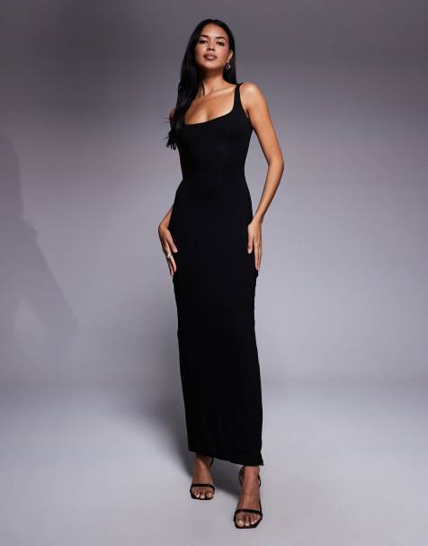 Oh Polly scoop neck maxi dress in black - view 1
