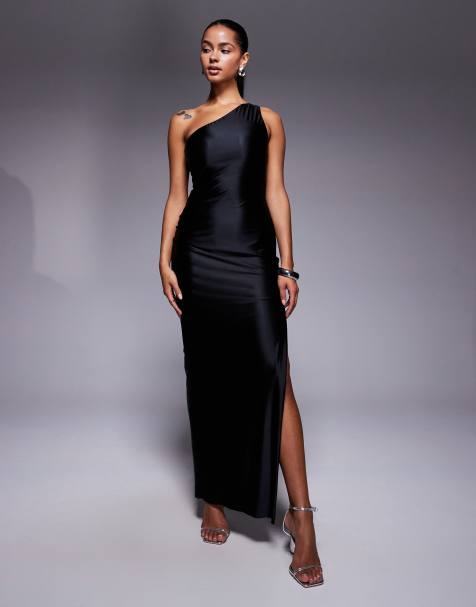 Oh Polly Sheril scarf neck maxi dress in black