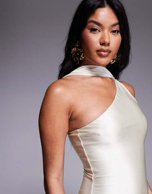 Oh Polly Sheril scarf neck maxi dress in ivory | ASOS