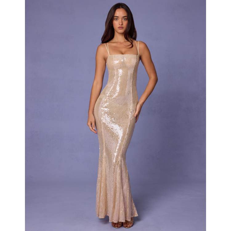 peach sequin maxi dress ASOS Peach Sequin Maxi Dress by ASOS