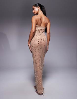 Oh Polly Soraya Embellished Maxi Dress In Neutral