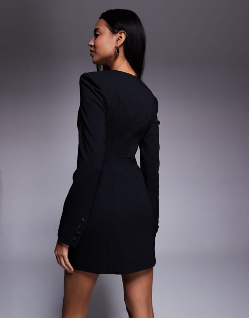 Oh Polly - Sort skræddersyet blazer-kjole med struktur, 2 af 4