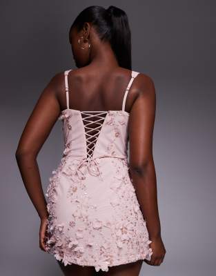 Oh Polly Square Neck Lace Mini Dress