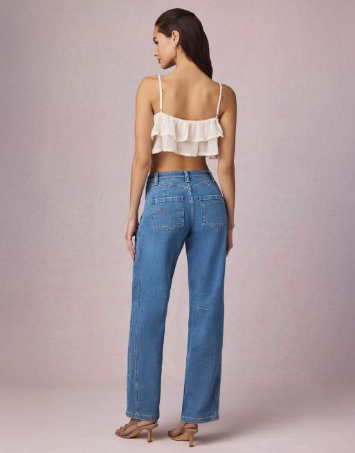 Oh Polly straight leg jeans in light blue wash, 2 of 3