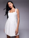 [Oh Polly] Oh Polly structured lace up mini dress in white 4 White