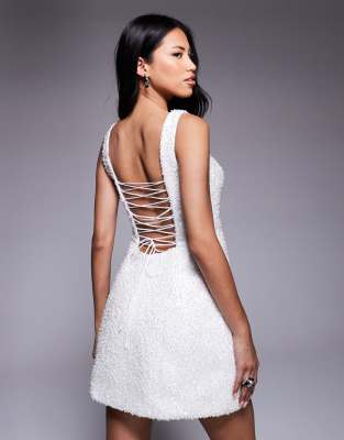Oh Polly Structured Lace Up Mini Dress