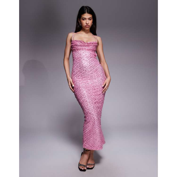 chinese dress ladies Brynn Orchid Knit Maxi Dress / Pastel Pink | Meshki main image 0