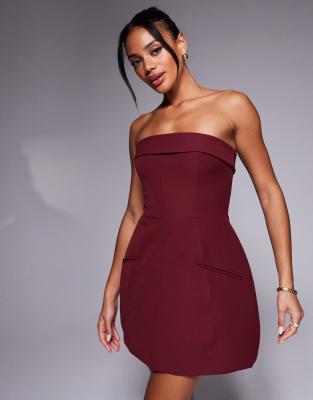 Oh Polly Taia Strapless Structured Mini Dress