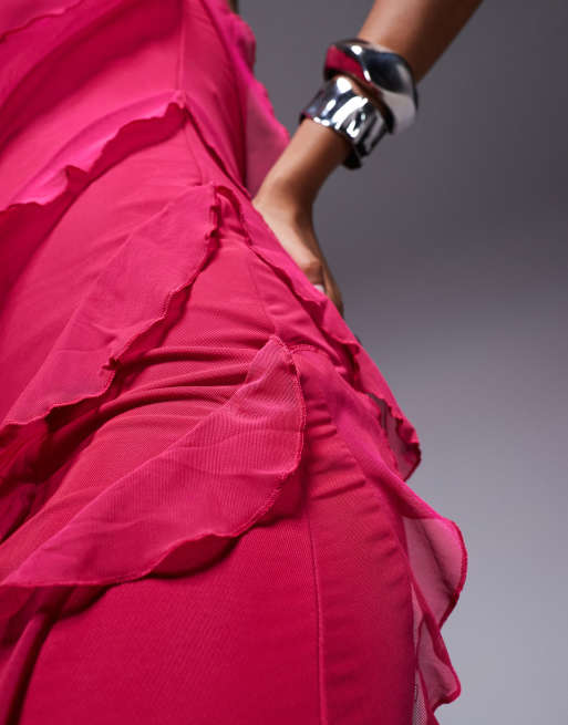 Oh Polly Tatiana strapless ruffle mini dress in pink, 4 of 4