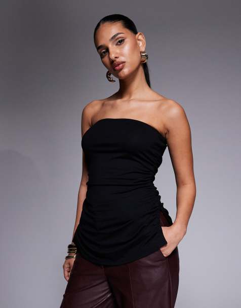 Oh Polly top bandeau long en modal noir - view 1