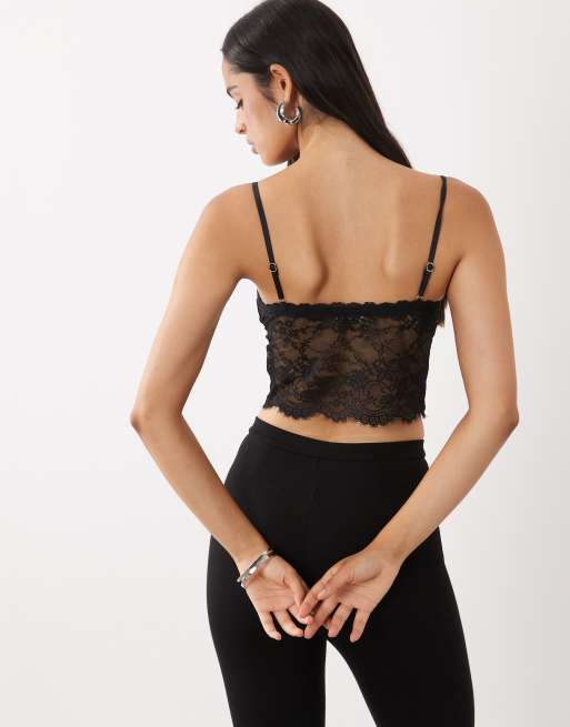 Oh Polly top caraco en dentelle coordonné noir, 4 de 4